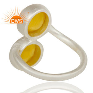 Anillo de Plata de Ley 925 con piedra lunar amarilla Natural, joyería fina, venta al por mayor - Product Image 3