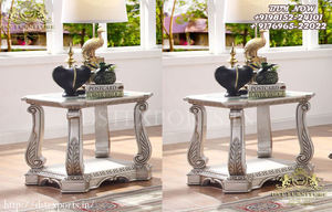 Modern <b>Living</b> <b>Room</b> Silver <b>Accent</b> Sofa Set Premium 5 Seater Sofa Set in Antiqued Silver Finish Luxury Tufted Sofa & <b>Chairs</b> Set - Product Image 6