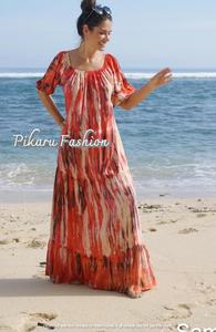 Verano Tie Dye largo Maxi vestido fuera del hombro sin tirantes sin mangas espalda diseño hecho mezcla de tela elegante verano señora vestido OEM - Product Image 4