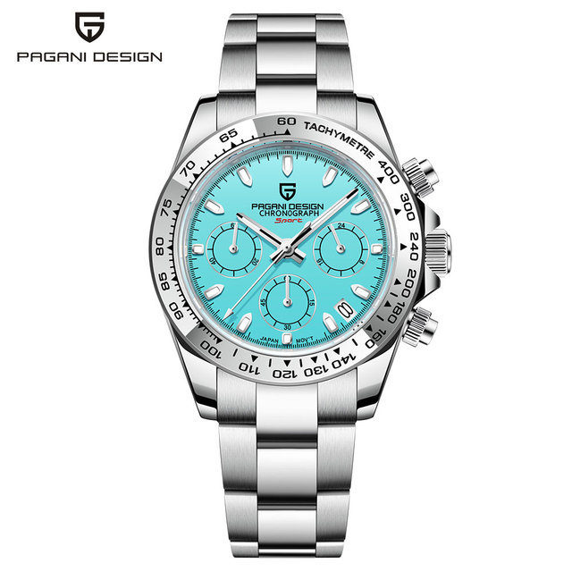 PAGANI DESIGN 1727 Men Watch Luxury Quartz Chronograph Stainless Steel Bracelet Accessories VK63 Waterproof Clock Sapphire Glass