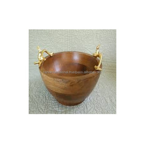 Bol en bois métal argent poignée bol unique fantaisie bol - Product Image 2