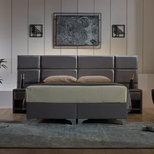 Hotel Bed Set with Mattress Headboard Nightstand Ottoman Storage King Queen Twin Single Luxury Project contract Furniture Turkey