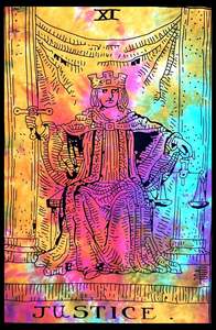 Affiche en coton imprimée carte de tarot couverture de table petite justice bohème multicolore tenture murale tapisserie par des expéditeurs indiens - Product Image 2