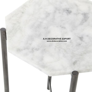 Meuble en aluminium doré, Base en métal, dessus en marbre, Table d'appoint ronde avec pieds, nouveau Design naturel, Table basse pour chambre à coucher - Product Image 2