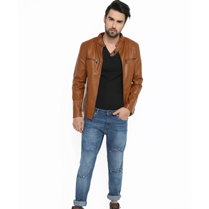 Men's <b>Stand</b> Collar Leather Windbreaker Jackets Waterproof Breathable Eco-Friendly Coated for Winter Outdoor/Casual/Street Wear - Product Image 6