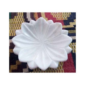 Blanco hecho a mano de mármol antiguo tazón de fruta piedra blanca placa de la decoración - Product Image 1