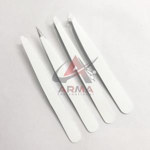 Pince à sourcils professionnelle en acier inoxydable durable blanc enduit cils fleur Extension beauté maquillage outils - Product Image 5