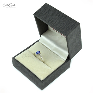 5x7mm taille ovale bleu Tanzanite coupe diamant 925 argent Sterling fait à la main classique trois pierres bague de fiançailles de mariage pour la fête - Product Image 3