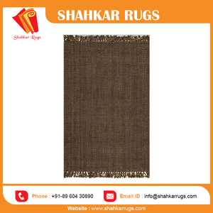 Nouveau fabricant indien en ligne-moderne Rectangle Chevron Jute tapis chocolat grosse boucle tapis salon salle à manger porte à la main - Product Image 2