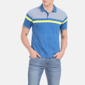 Polo de cuello redondo para hombre, de algodón, Color liso, venta al por mayor - Product Image 4