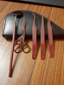 Ciseaux d'extension de cils en acier inoxydable avec poignée diamantée revêtue d'or rose, outil de manucure, miroir de cils pointu de haute beauté - Product Image 2