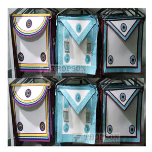 Artisanat maçonnique passé maître maçon tablier brodé cuir et tissu maître maçon tablier pour franc-maçon avec patch de broderie - Product Image 4