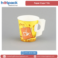 Gobelets à paroi unique en papier coloré, avec poignée, capacité de 7 Oz, produit Recyclable, vente en gros,