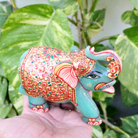 Jade Big Elephant Pair Gold gemalt Emboss Elephant Figur Stein figur Viel Glück Figur Edelsteins chnitzerei