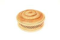Boîte à bijoux en rotin faite à la main, ronde, taille personnalisée, écologique, design unique, durable et flexible, boîte de rangement