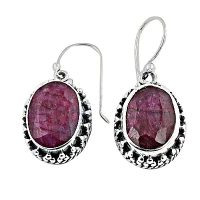 Glamorous Ruby Corundum Topaz Gemstone Earrings Dangle Earrings Jewelry Wholesale Designer Fine Silver 925 Trendy Oval