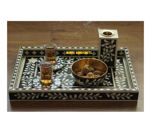 Juego de Bandejas para Quemador de Bakhoor con Incrustaciones de Hueso de Lujo |   Quemador de Incienso Árabe Hecho a Mano, Decorativo para el Hogar, Fragancia para Ramadán y Eid - Product Image 1
