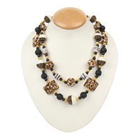 Collier en chaîne de perles facettées en agate colorée faites à la main de haute qualité, enveloppé de tissu, bijou statement, cadeau pour enfants