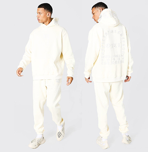 Custom Vendor Clothing Men's 3D Embroidery 2 Piece Set Heavyweight Hooded <b>Plain</b> <b>Tracksuit</b> Pullover Hoodie Sweatsuits For Mens - Product Image 2