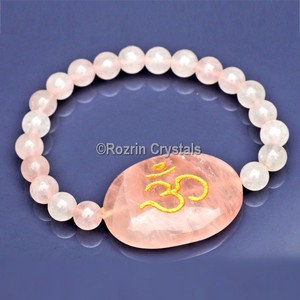 Buy Online Rose Quartz Power Healing Bracelet With Beads : Rose Quartz Power Healing Bracelet With Beads For Sale - Product Image 1
