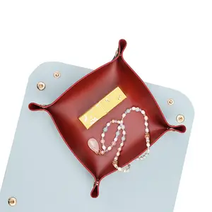 Vente en gros plateau de rangement pour bijoux en cuir personnalisé pour table basse d'hôtel