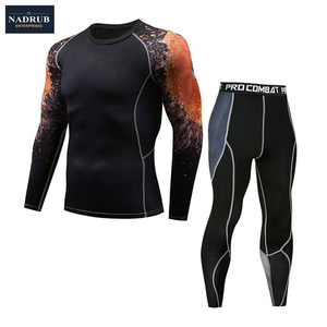 <b>Compression</b> Workout Sportswear Men's Gym Suits Long Sleeve <b>Shirt</b> Pants Fitness Tight Running Set Polyester/Nylon Lightweight - Product Image 3