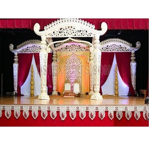 Latest White FRP Carved Dhanush Mandap South Weddings Portable Party Mandap Moustache Style Fiber Wedding Carving Exclusive - Product Image 1