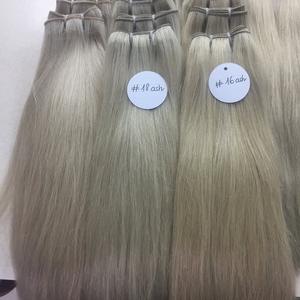 Wholesale Cuticle Aligned Virgin Raw Double Drawn Bulk Vietnamese Bone Straight Silver Color Human Hair Weave - Product Image 5