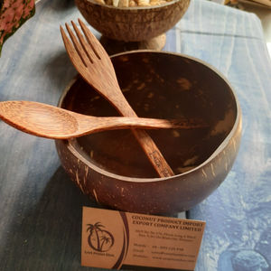 HOT <b>Real</b> Picture Wholesale Custom LOGO Coconut Shell Bowls and Spoon Set Coconut Husk Bowl - Product Image 2