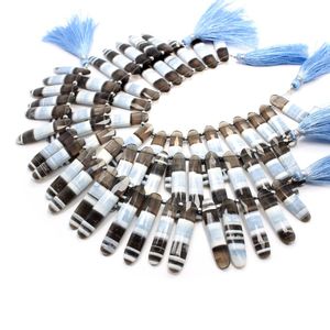 Cuentas de piedras preciosas biológicas facetadas de ópalo azul de 8 pulgadas de alta calidad, cuentas de piedra sueltas naturales con forma de palo para fabricación de joyas de pulsera - Product Image 3