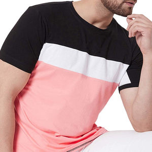 T-shirt de gymnastique à col rond en coton de haute qualité pour hommes léger respirant à manches courtes bloc de couleur unie prix de gros été - Product Image 5