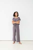 Baju Tidur Wanita Linen India, Baju Tidur Wanita Longgar Lengan Panjang, Baju Tidur Linen Panjang Set Pendek 100%