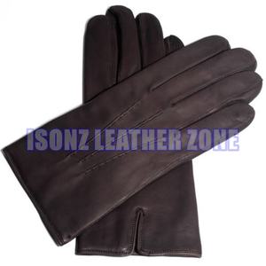 Guantes de cuero de piel de oveja auténtica de alta calidad para invierno para hombre, cómodos estilos lisos para fiestas al aire libre, viajes informales en la playa - Product Image 3
