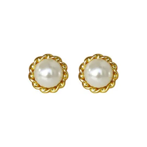 Joyería vermeil simple, joyas de plata de ley 925, pendiente de tuerca de perla chapado en oro con forma de extensión