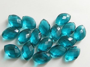 Pavo real azul cuarzo facetado Marquesa Briolette lágrima 12X8MM pendiente de piedra suelta par hecho a mano CRISTAL MURANO cuentas de vidrio - Product Image 4