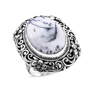Bague de luxe en argent sterling 925 agate dendritique pierre précieuse éternité vermeil beaux bijoux de mode pour elle pour les mariages - Product Image 1