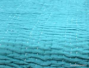 Colcha Kantha Reversible de Algodón al por Mayor, Colcha Kantha de Algodón Hecha a Mano en India, Colcha de Algodón con Estampado Reversible de Diseño Patchwork - Product Image 3