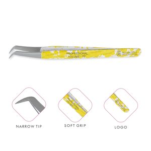 Pinzas de extensión de pestañas de diseño amarillo, acero inoxidable, alta calidad, punta estrecha, pinzas de extensión de pestañas recubiertas de papel - Product Image 1