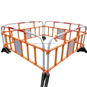 Barreras de carretera de plástico para hacer colas, barricada portátil para bicicleta de una persona, 6,6 pies de largo