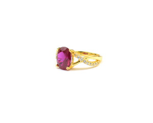 Anillo de GEMA de circonia cúbica, Plata de Ley 925, chapado en oro, circonita rosa - Product Image 3