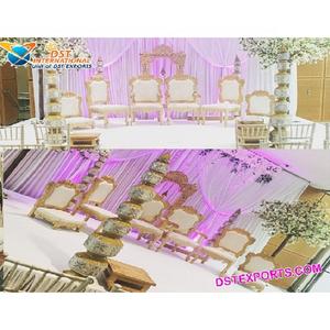 Chaises mandala en cuir pour mariage, 6 pièces, ensemble de chaises de styliste, brillantes, blanches et dorées, modernes, mariage, guati - Product Image 1