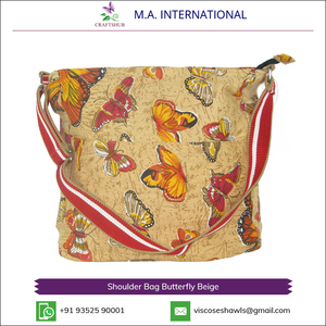 กระเป๋าสะพายผ้าใบสีเบจผีเสื้อคุณภาพสูง - Product Image 2