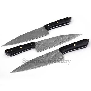 Handmade Modern Design Damascus Steel Chef <b>Knife</b> <b>Set</b> (SMK1562) 3-Piece G10 Wood Handle Professional Kitchen Chopping <b>Sharp</b> Meat - Product Image 1