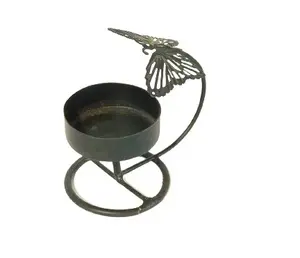 Portavelas de METAL con diseño de mariposa, soporte de T-LIGHT de alta calidad para mesa de boda