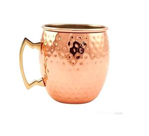 Taza para beber agua martillada de cobre Diseño maravilloso Forma redonda Taza de mula de Moscú con mango de latón a granel - Product Image 5