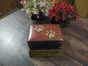 WOODEN BOX PET PAW PET URN <b>FUNERAL</b> <b>SUPPLIES</b> By Brassworld India - Product Image 3
