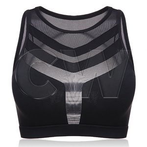 2024 chaud Sexy sans couture Fitness solide noir Patchwork conception antichoc sport soutien-gorge pour les femmes - Product Image 1