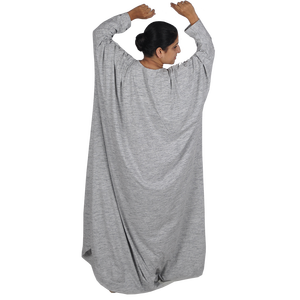 Vestido abaya de punto de algodón orgánico con mangas murciélago de último diseño modesto para mujeres musulmanas estilo ecológico e informal con pliegues - Product Image 3