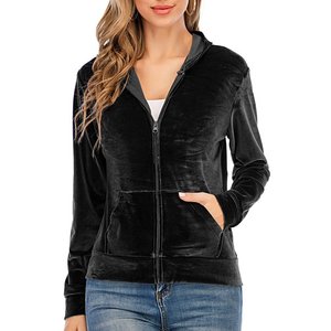 Veste à capuche zippée pour femme OEM, sweat-shirt à fermeture éclair, manches longues - Product Image 1