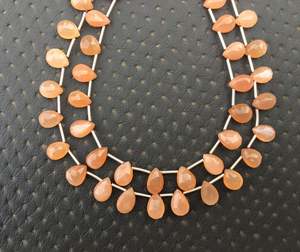 Cuentas de piedra Natural de melocotón en forma de pera, 21 piezas, piedra lunar Natural, faceteadas, fabricación de piedras, joyería para pulsera, collar - Product Image 4